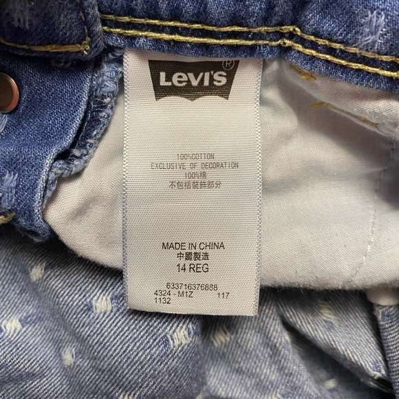 Levis GIRLS size 14 boyfriend Shortalls Overalls Denim Shorts - Picture 4 of 4